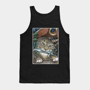 Pirate Cat Assassin - White Outline Version Tank Top